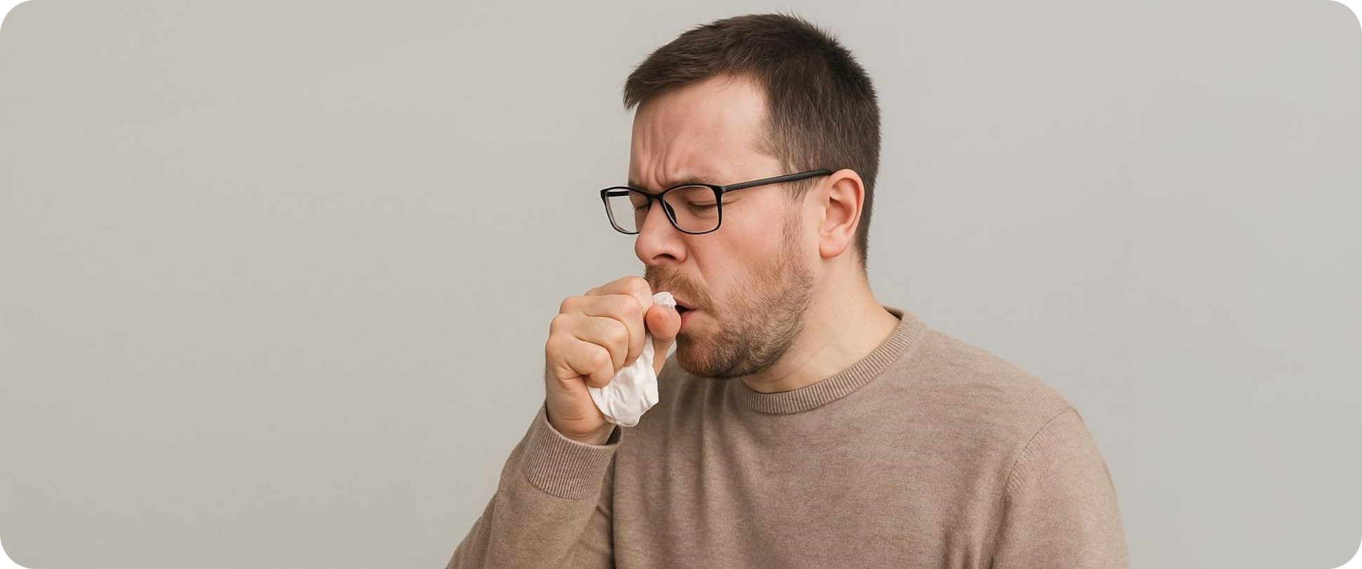Мужчина кашляет от аллергии